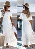 Vestido largo bohemio de encaje blanco Anastasia